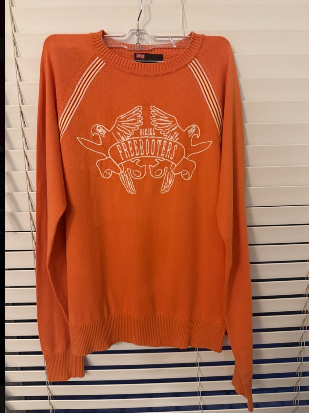 Diesel Orange Crewneck Sweater with White Graphic